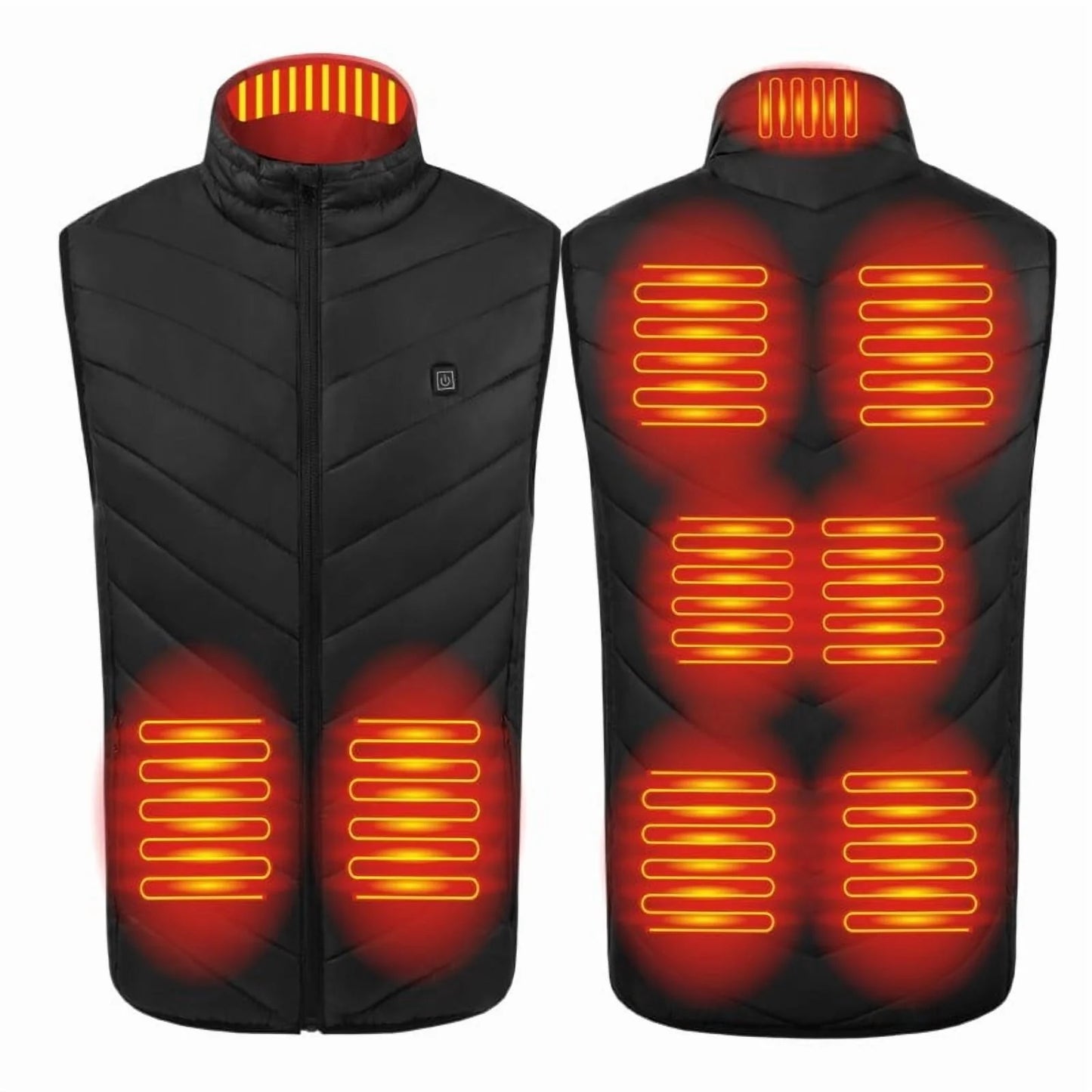 Chaleco Calefactado Talla Grande Para Mujer Y Hombres 9 Zonas De Calefacción 3 Niveles De Calor Chaquetas Acolchadas Con Zíper Sin Mangas Cuello Alto Abrigos Acolchados Térmicos Con Bolsillos Con Zíper Ropa De Abrigo Unisex Invierno 2025