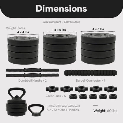 Get Fit with the Fitvids 4 in 1 Adjustable Dumbbell Set - 60Lbs of Versatile Free Weights! 💪🏋️‍♂️ #HomeGym #FitnessGoals