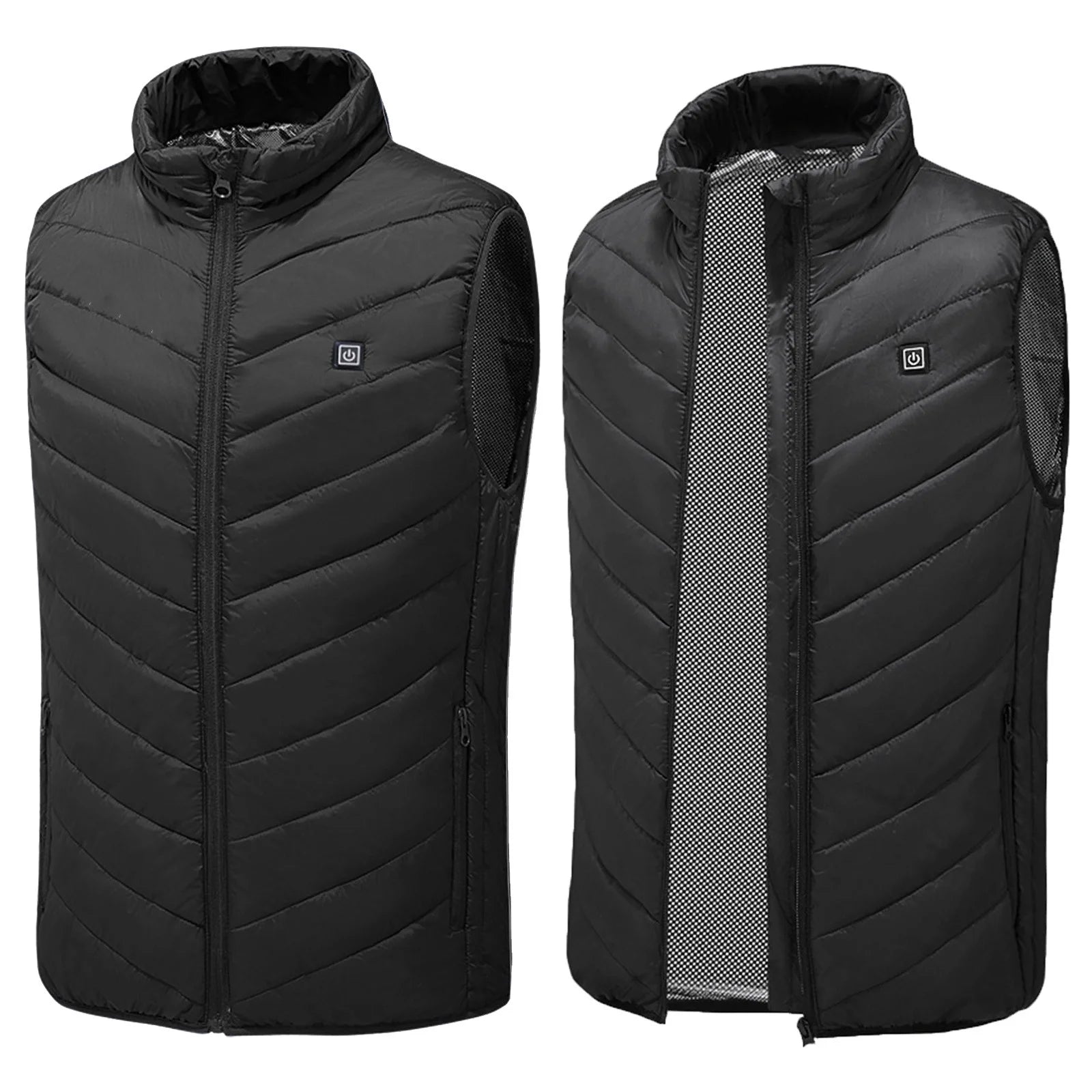 Chaleco Calefactado Talla Grande Para Mujer Y Hombres 9 Zonas De Calefacción 3 Niveles De Calor Chaquetas Acolchadas Con Zíper Sin Mangas Cuello Alto Abrigos Acolchados Térmicos Con Bolsillos Con Zíper Ropa De Abrigo Unisex Invierno 2025