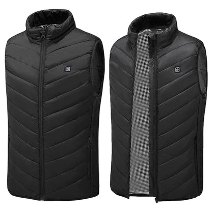 Chaleco Calefactado Talla Grande Para Mujer Y Hombres 9 Zonas De Calefacción 3 Niveles De Calor Chaquetas Acolchadas Con Zíper Sin Mangas Cuello Alto Abrigos Acolchados Térmicos Con Bolsillos Con Zíper Ropa De Abrigo Unisex Invierno 2025