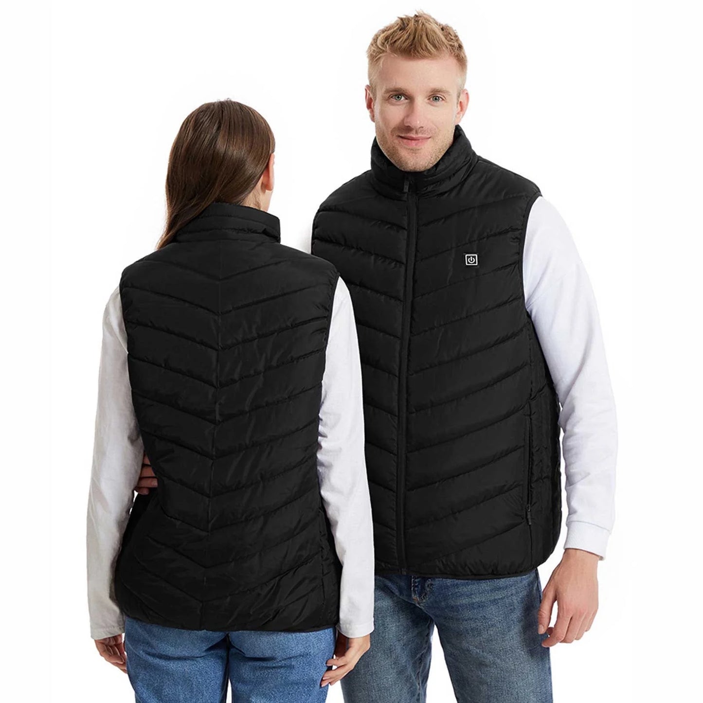 Chaleco Calefactado Talla Grande Para Mujer Y Hombres 9 Zonas De Calefacción 3 Niveles De Calor Chaquetas Acolchadas Con Zíper Sin Mangas Cuello Alto Abrigos Acolchados Térmicos Con Bolsillos Con Zíper Ropa De Abrigo Unisex Invierno 2025